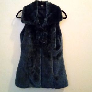 Sleeveless Faux Fur Blue Jacket (Reversinle)